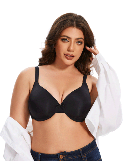 Pack of 3 Curvy Lightly Padded T-Shirt Bra -BLACK